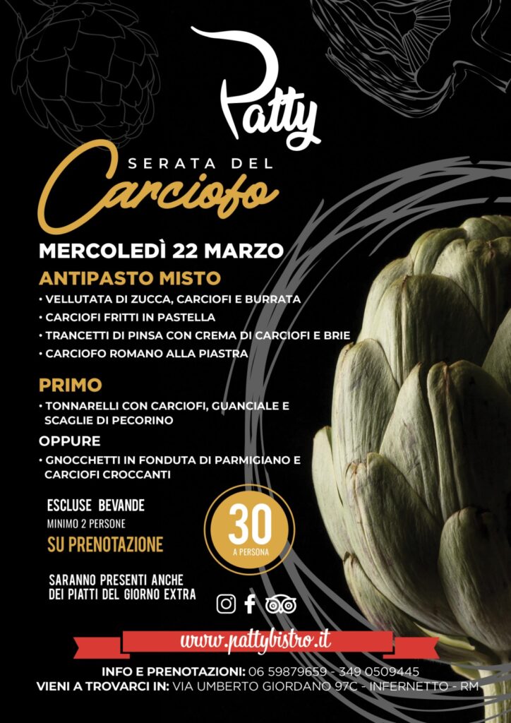 serata del carciofo romanesco da ristorante patty bistro